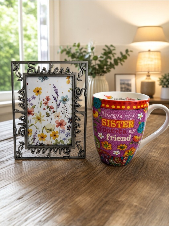 Sue Zipkin Other - Set  Mug & Frame - 8” x 6” Pewter sister frame and  12 0z. Sister Ceramic Mug